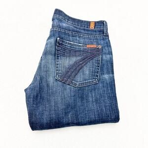 7 For All Mankind Crop Dojo Dark Wash Denim Jeans Size 30